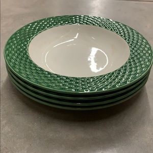 Small Set of 4 Green Rimmed Bowls Pier 1